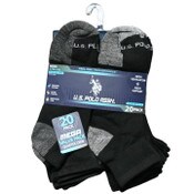 Wholesale - 20pk MEN BLK NC QTR SOCKS U.S. POLO ASSN. ASST COLORS SIZE 6-12 C/P 48, UPC: 662239099134